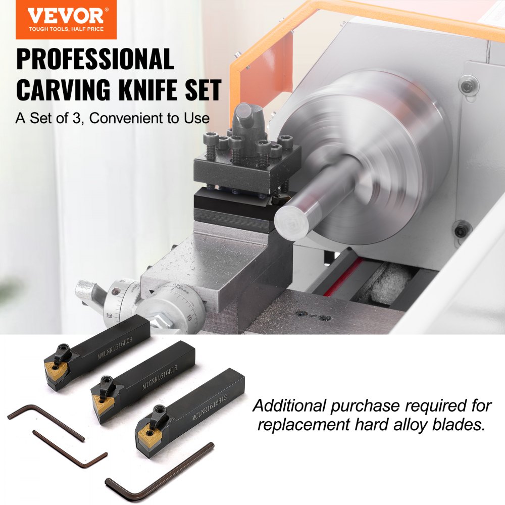 VEVOR 3PCS 5/8 Zoll Drehmaschine Wendeschneidplatten aus Hartmetall mit Aufbewahrungsbox