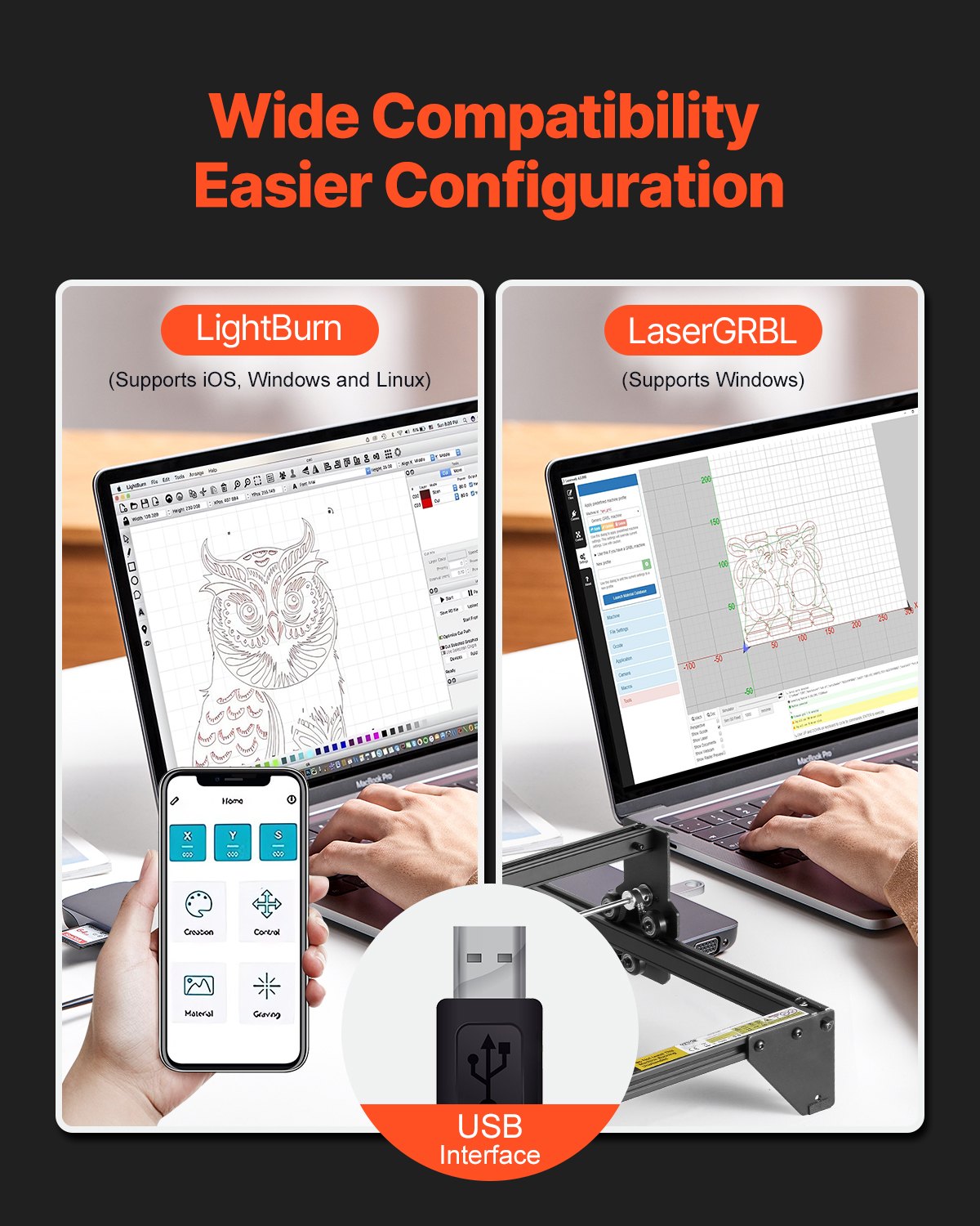 VEVOR Lasergravierer, 10 W Leistung, Laser Graviermaschine, 38x40 cm Arbeitsbereich, 10000 mm/min Bewegungsgeschwindigkeit, Komprimierter Punkt mit Augenschutz, für Holz, bestimmte Metalle