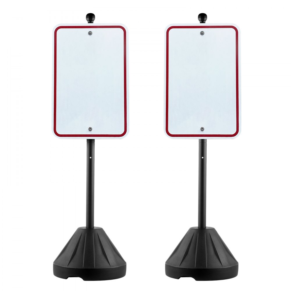 VEVOR Tragbarer Schilderpfosten, 1,52 m langer Schilderpfostenhalter aus Gusseisen mit Sockel aus Hartplastik und Rädern, beweglicher Parkschildständer für Parkverbots-Straßenschilder, Behindertenparkplatzschild, mit Sockel, Schrauben und Muttern, schwarz