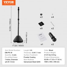 VEVOR Schilderpfosten Gusseisen 1,5m Tragbarer U-Kanal-Schilderständer Rollbar