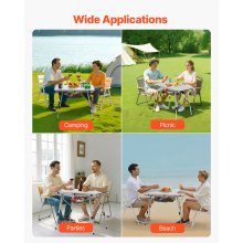 VEVOR Klapptisch Buffettisch tragbarer Allzwecktisch 90 cm, rechteckiger Aluminiumtisch (für 2-4 Personen) mit verstellbarer Höhe & Tragetasche, Gartentisch Campingtisch für Partys Picknick Silber