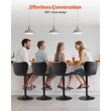 VEVOR Barhocker moderner Thekenhocker aus PU-Leder 2 Stk. 360° drehbarer Bistrohocker mit Rückenlehne & Fußstütze, höhenverstellbarer Küchenhocker (149,7 kg belastbar) für Esszimmer Bar