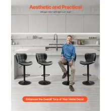 VEVOR Barhocker moderner Thekenhocker aus PU-Leder 2 Stk. 360° drehbarer Bistrohocker mit Rückenlehne & Fußstütze, höhenverstellbarer Küchenhocker (149,7 kg belastbar) für Esszimmer Bar