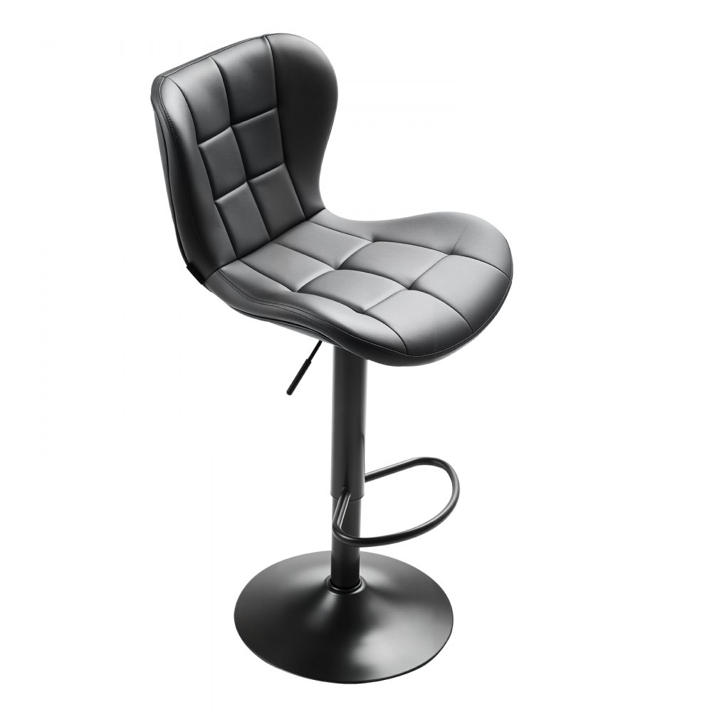 VEVOR Barhocker 4 Stk. moderner Thekenhocker aus PU-Leder, 360° drehbarer Bistrohocker mit Rückenlehne & Fußstütze, höhenverstellbarer Küchenhocker (149,7 kg belastbar) für Esszimmer Schwarz