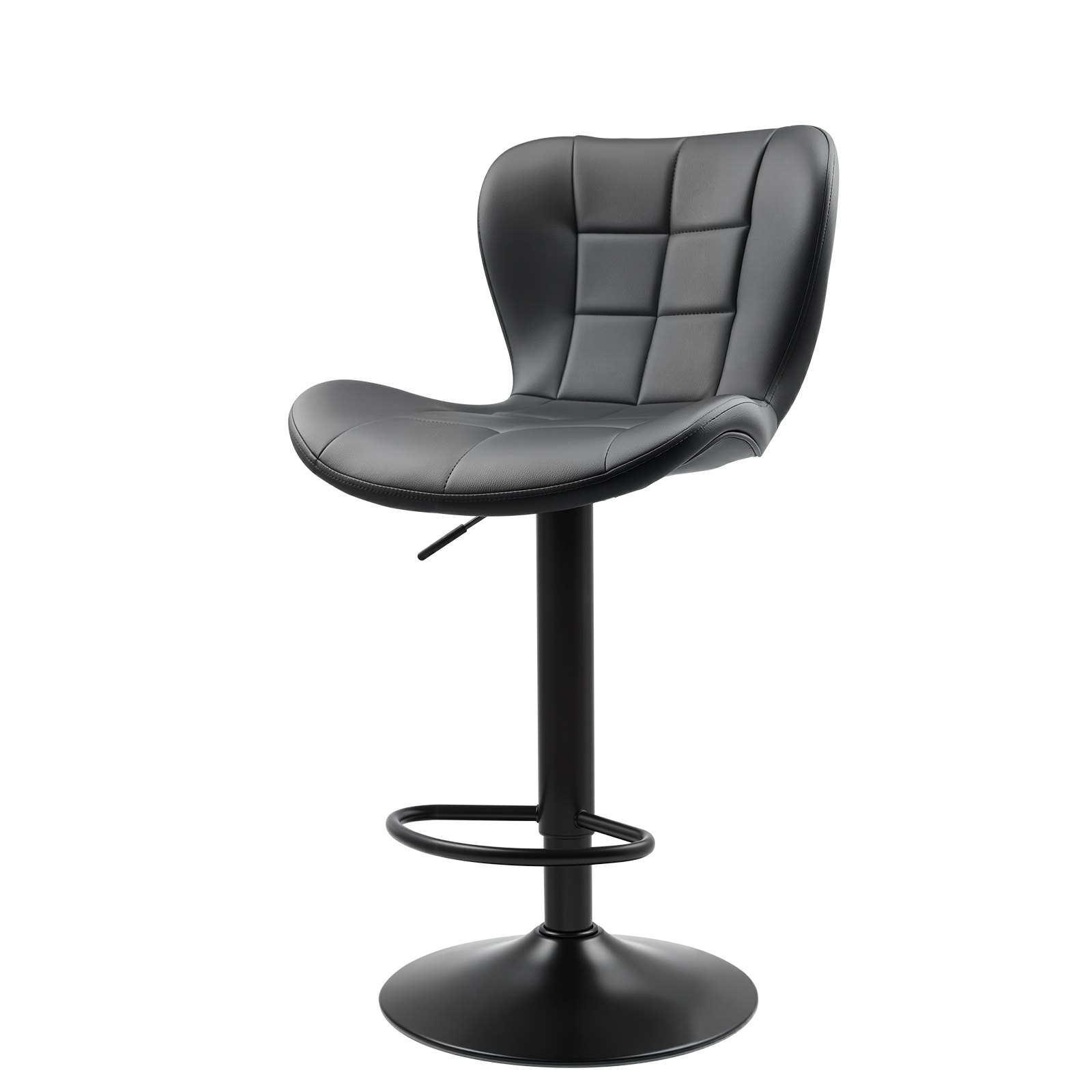 VEVOR Barhocker 4 Stk. moderner Thekenhocker aus PU-Leder, 360° drehbarer Bistrohocker mit Rückenlehne & Fußstütze, höhenverstellbarer Küchenhocker (149,7 kg belastbar) für Esszimmer Schwarz