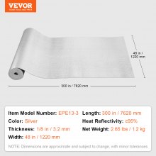 VEVOR 762x122cm Isolierfolie Dämmfolie Thermofolie Reflexionsfolie 3,2mm dick