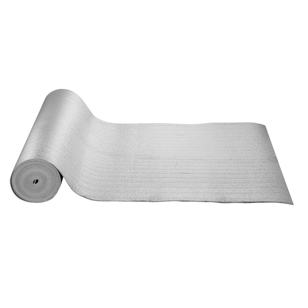 VEVOR Doppelt reflektierende Isolierrolle, Strahlungsbarriere mit Schaumstoffkern, 5,5 mm, 48 Zoll x 50 Fuß, doppelseitiges wärmereflektierendes Schild aus Aluminiumfolie und EPE-Schaum, Wärmedämmrolle für Fenster und Wohnmobildächer