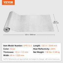 VEVOR 304,8x122cm Isolierfolie 3in1 Dämmfolie Thermofolie Reflexionsfolie 3,2mm