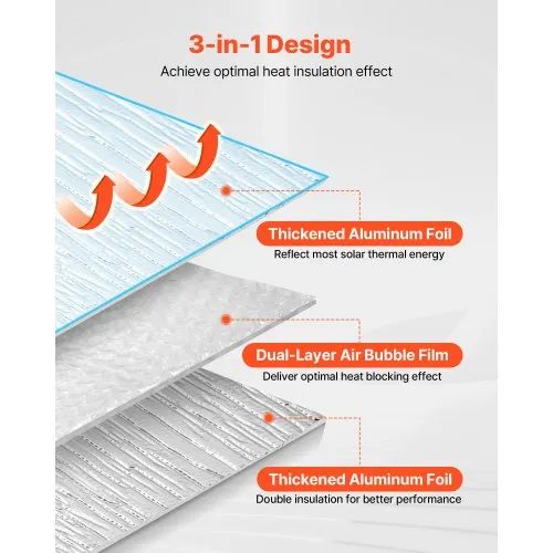 VEVOR Reflexionsfolie, 16 Stück, 6 mm Isolierfolie aus Aluminiumfolie, 61x122 cm, zweilagiger wärmereflektierender Luftpolsterschutz, Wärmedämmrollen