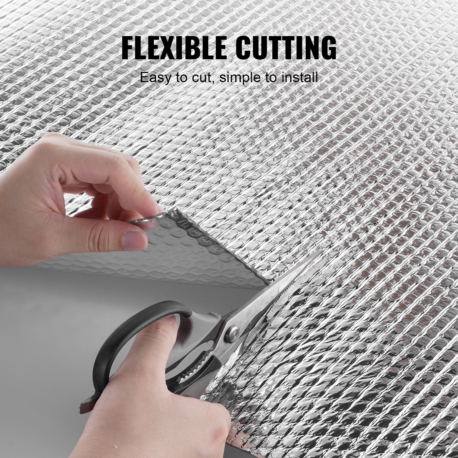 VEVOR Doppelt reflektierende Isolierrolle, Strahlungsbarriere aus Luftpolsterfolie, 3,2 mm, 48 Zoll x 10 Fuß, doppelseitiger wärmereflektierender Aluminiumfolien-Luftpolsterschild, Wärmedämmrolle für Fenster und Wohnmobildächer