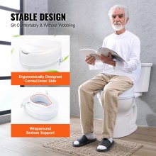 VEVOR Toilettensitzerhöhung Universal-Toilettenerhöhung, 15 cm, Tragkraft 136 kg, Schraubstangenverriegelung, mit Toilettensitz, für Senioren, Behinderte, Patienten, Schwangere, Mediziner Weiß