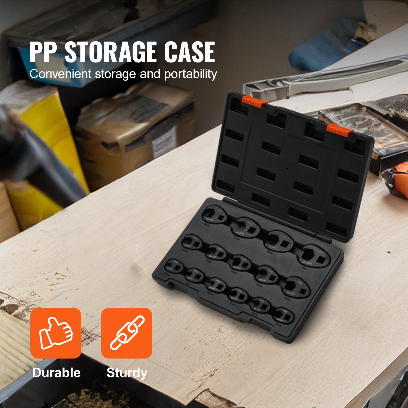 VEVOR Krähenfußschlüssel-Satz Hahnenfußschlüssel 15-tlg 3/8 Zoll & 1/2 Zoll Drehmoment, Hahnenfußschlüssel mit Koffer Schraubenschlüssel Set, Maulschlüssel Steckschlüssel, Hahnenfuß Schlüssel