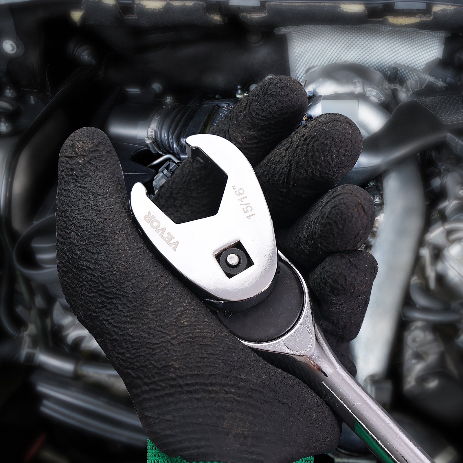 VEVOR Krähenfußschlüssel-Satz Hahnenfußschlüssel 24-tlg 3/8 Zoll Drehmoment, Hahnenfußschlüssel 11 metrische & 11 SAE-Größen Schraubenschlüssel, Maulschlüssel Steckschlüssel, Hahnenfuß Schlüssel