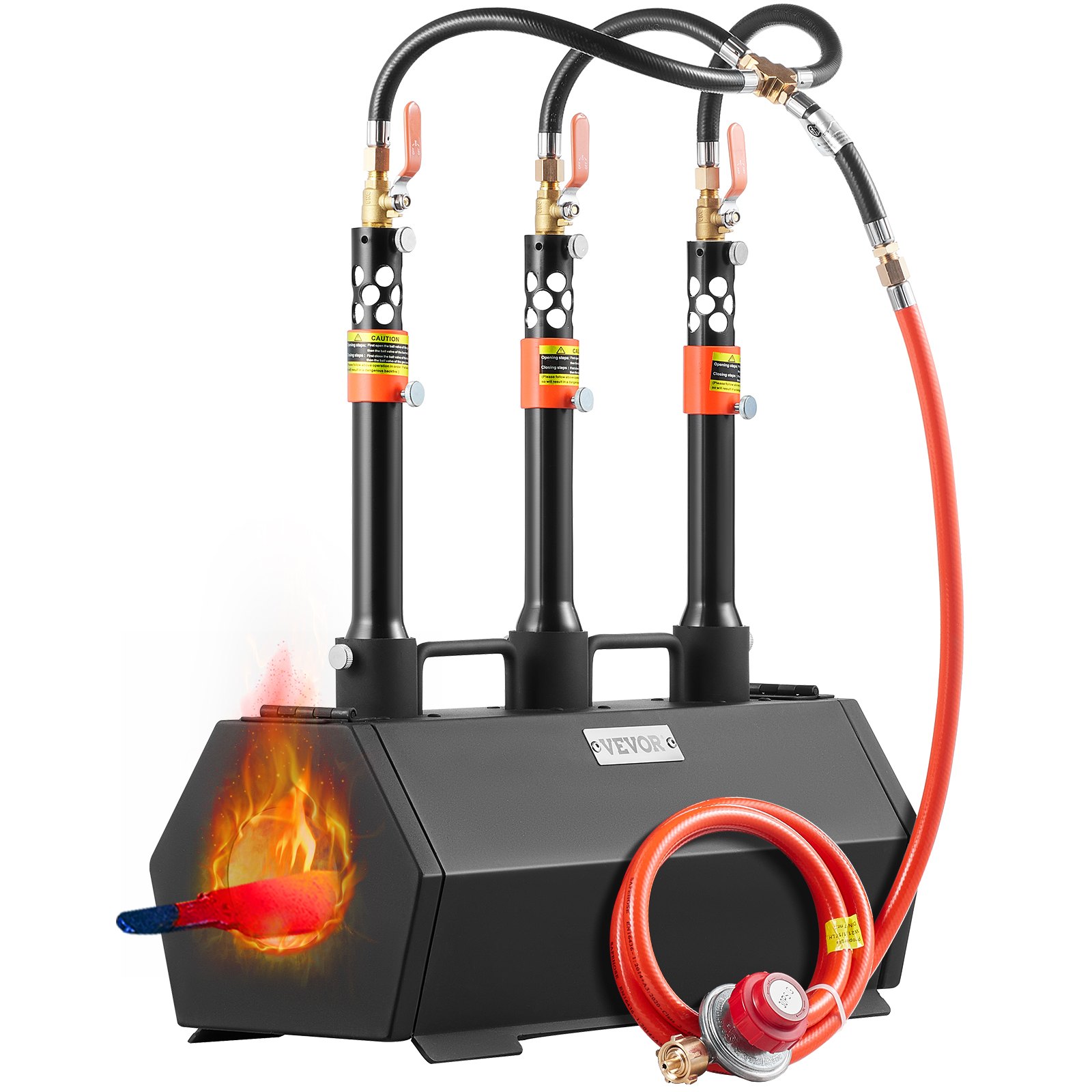 VEVOR Portable Propane Forge, Farrier's Forge with 3 Burners, 1427℃ Gas Forging Furnace for Tool and Knife Making, Hexagonal Gas Forging Tools and Equipment Made of Cold Rolled Steel