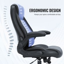 VEVOR Bürostuhl PU Leder Schwarzer Chefsessel mit Höhenverstellbarer 0–100 mm, Schreibtisch Drehsessel, 136,07 kg Tragfähigkeit, Chefsessel Bürostuhl Drehsessel Bürosessel Schreibtischstuhl