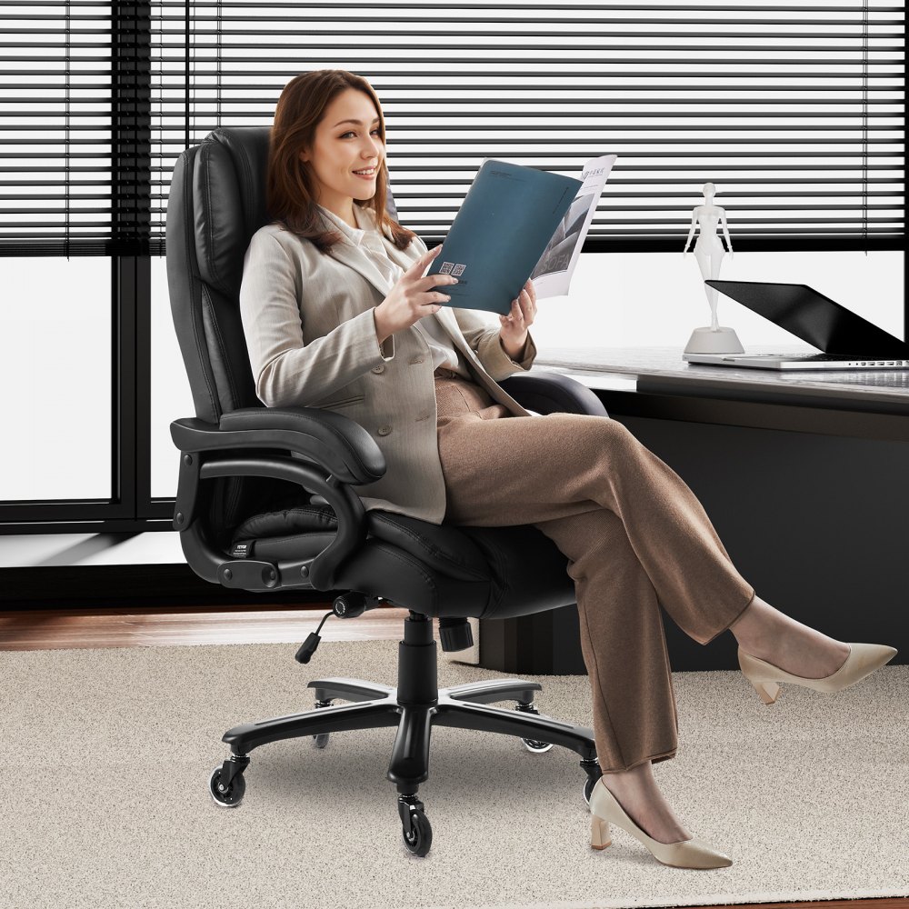 VEVOR Executive Office Chair Swivel Chair with High Backrest & Lumbar Support (Rotary Knob), Ergonomic Desk Chair with Adjustable Tilt & Height for Work, Study, Gaming