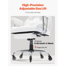 VEVOR Bürostuhl PU Leder Weißer Chefsessel mit Fußstütze, Schreibtisch Drehsessel Höhenverstellbar 0–80 mm, 181,43 kg Tragfähigkeit, Chefsessel Bürostuhl 860 x 610 mm Rückenlehne Drehsessel