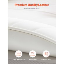 VEVOR Bürostuhl PU Leder Weißer Chefsessel mit Fußstütze, Schreibtisch Drehsessel Höhenverstellbar 0–80 mm, 181,43 kg Tragfähigkeit, Chefsessel Bürostuhl 860 x 610 mm Rückenlehne Drehsessel