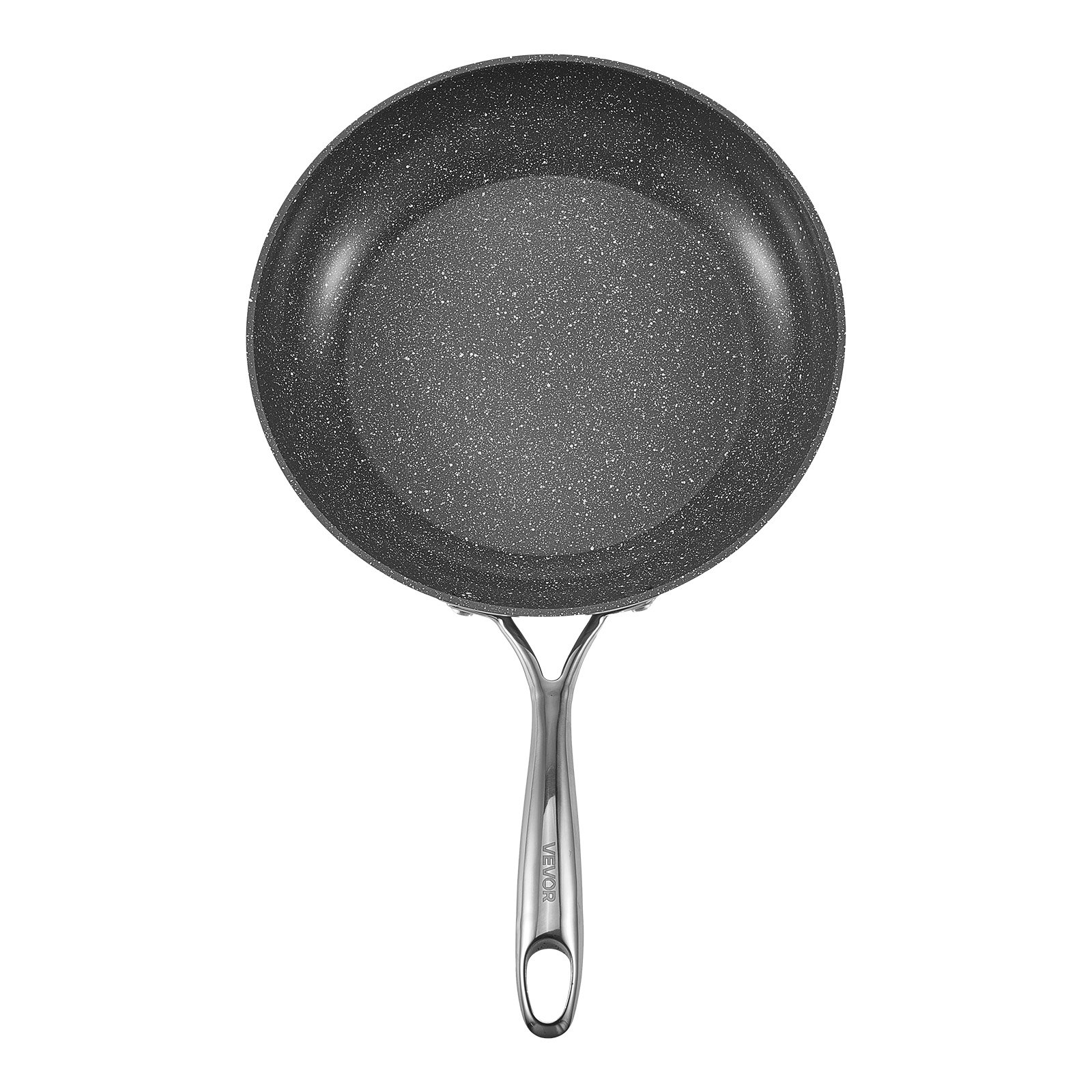 VEVOR Bratpfannen Set 3-tlg. (20 / 27 / 30 cm), Hochleistungs-Bratpfannen aus Aluminium (Antihaftbeschichtet), Kochpfanne Küchenkochgeschirr geeignet für Gas Elektro Induktion Grau