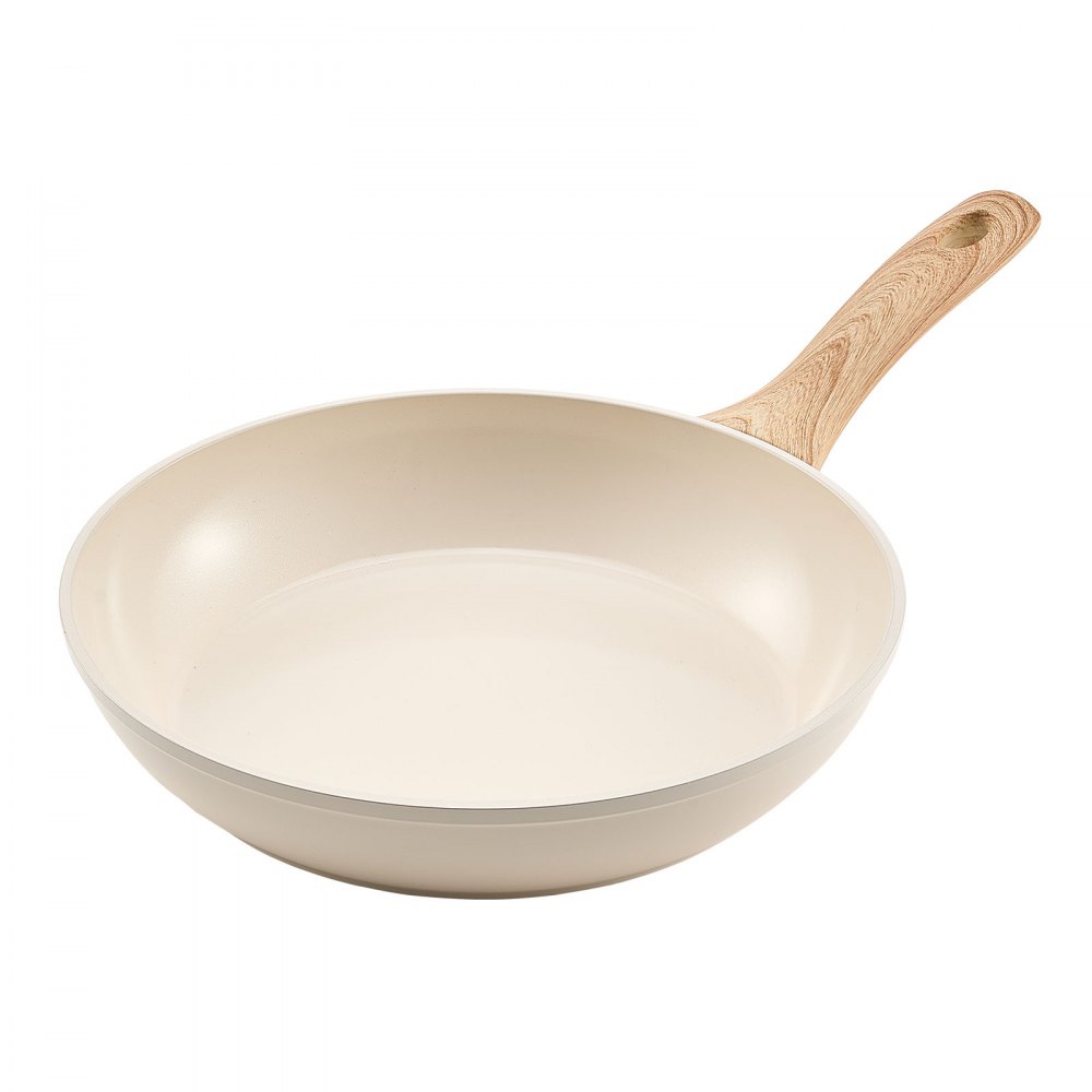 VEVOR Bratpfannen Set 3-tlg. (200 / 240 / 280 mm), Hochleistungs-Bratpfannen aus Aluminium (Antihaftbeschichtet), Kochpfanne Küchenkochgeschirr geeignet für Gas Elektro Induktion Beige