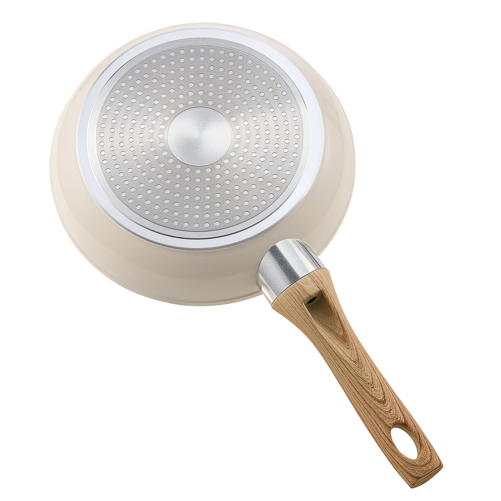 VEVOR Bratpfannen Set 3-tlg. (200 / 240 / 280 mm), Hochleistungs-Bratpfannen aus Aluminium (Antihaftbeschichtet), Kochpfanne Küchenkochgeschirr geeignet für Gas Elektro Induktion Beige