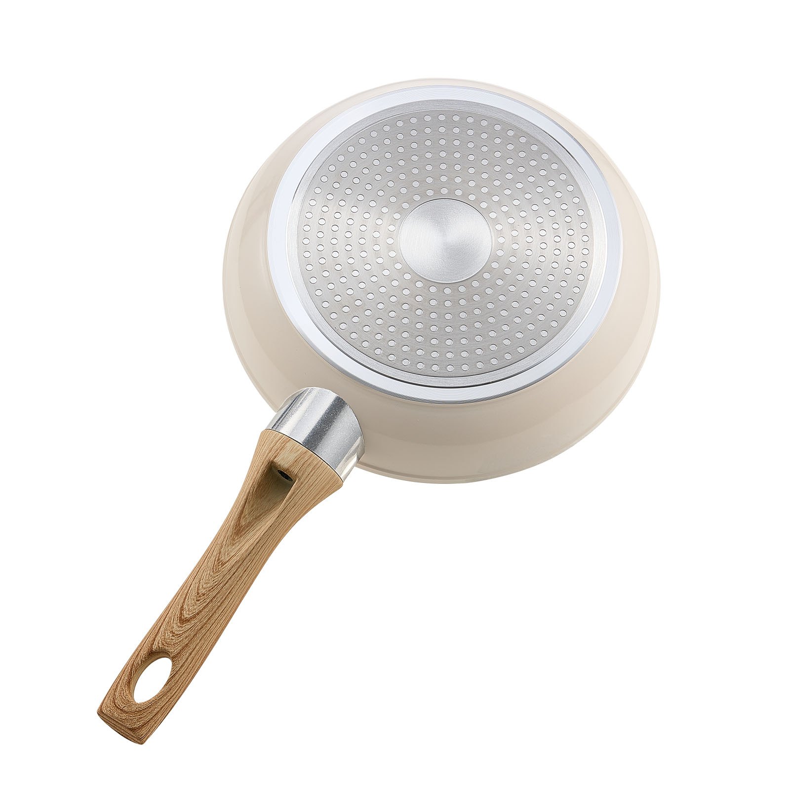 VEVOR Bratpfannen Set 3-tlg. (200 / 240 / 280 mm), Hochleistungs-Bratpfannen aus Aluminium (Antihaftbeschichtet), Kochpfanne Küchenkochgeschirr geeignet für Gas Elektro Induktion Beige