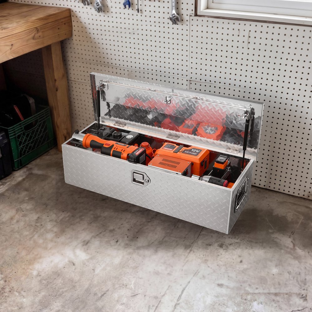 VEVOR 990 x 330 x 254 mm Werkzeugkasten für Lkw-Ladefläche, Abschließbar 83 L Truckbox Werkzeugbox Aufbewahrungs-Werkzeugkasten, 39 kg Tragfähigkeit Werkzeugkiste Organizer für Wohnmobil, PKW usw.