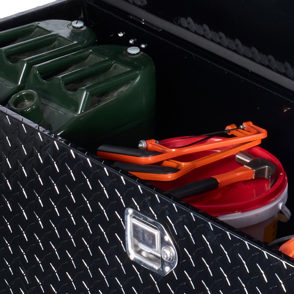 VEVOR Werkzeugkasten aus Aluminium für die Ladefläche mit seitlichem Griff und Schlossschlüsseln, Aufbewahrungs-Werkzeugkiste für Anhänger Pickup Wohnmobil (762 x 330,2 x 243,84 mm) Schwarz