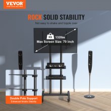 VEVOR Mobiler TV-Ständer Mobiler TV-Wagen mit Rollen und einem Tablett