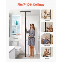 VEVOR Sicherheitsstange Haltegriff Boden Decke 136kg Deckenhöhe 305cm Schwarz