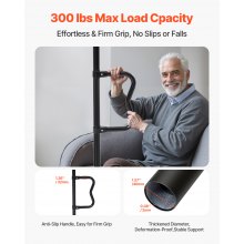 VEVOR Sicherheitsstange Haltegriff Boden Decke 136kg Deckenhöhe 305cm Schwarz