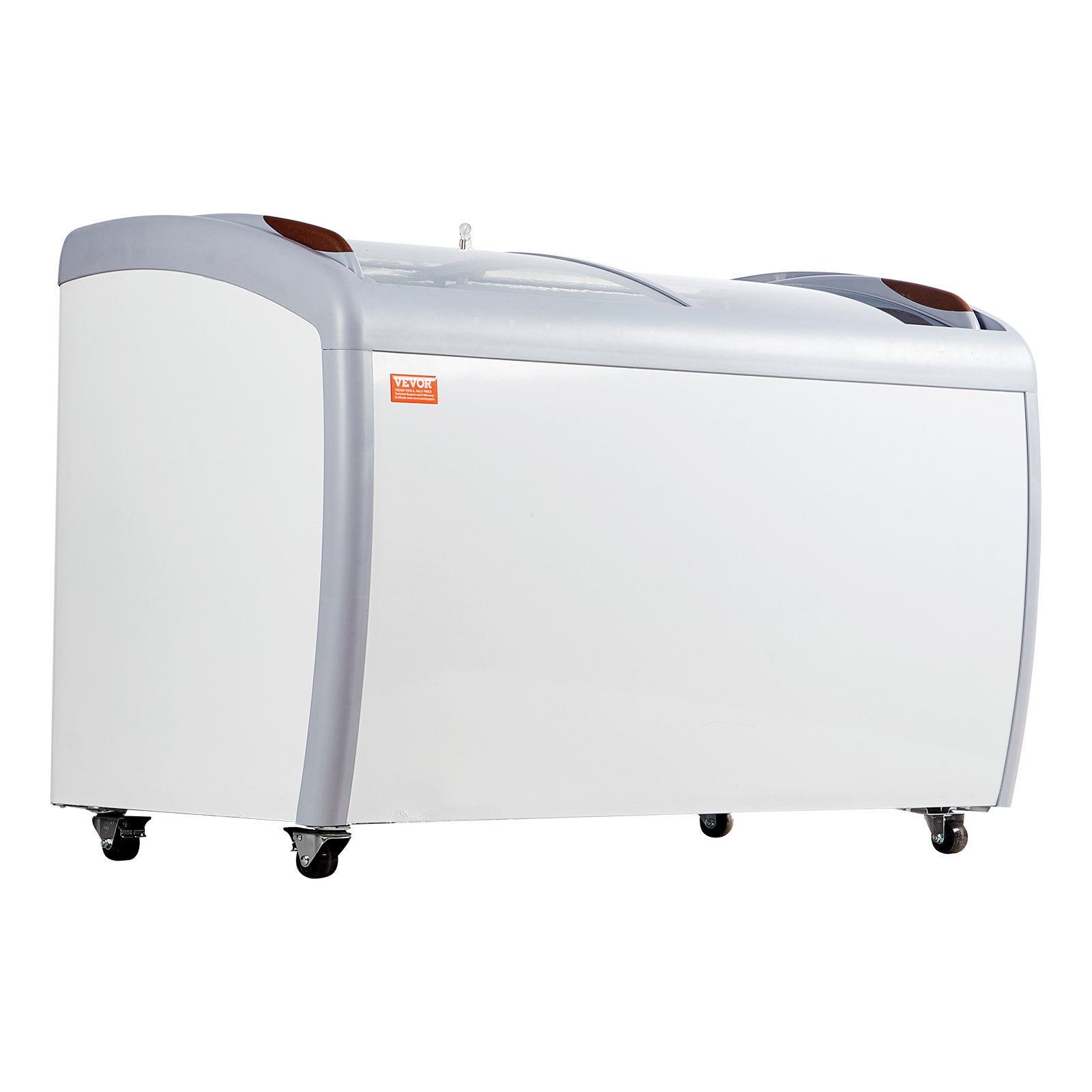 VEVOR Kommerzielle Eiscreme-Vitrine, 362 L Gefriertruhe, Mobiler Tiefkühlschrank mit Glasplatte, Restaurant-Gelato-Tauchschrank mit 4 Drahtkörben, 2 Glasschiebetüren, Feststellrollen, Weiß