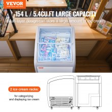 VEVOR 154L kommerzielle Eisvitrine Gelato-Tauch-Gefrierschrank Eiscreme-Vitrine