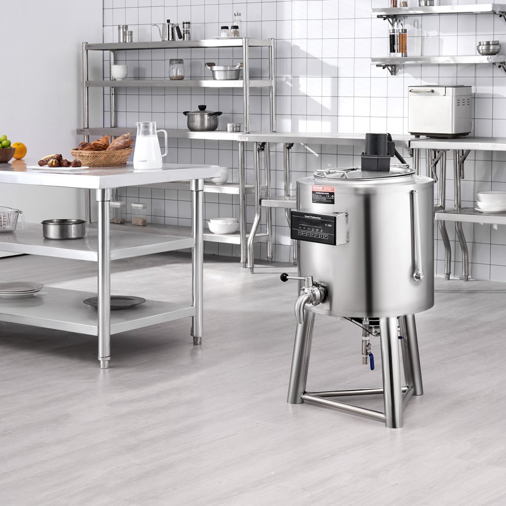 VEVOR Milchpasteurisator 30 L kommerzielle Milchpasteurisierungsmaschine aus lebensmittelechter Edelstahl 304, Profi Pasteurisierung mit Zeit- und Temperatursteuerung, Sterilisation von Milch Joghurt