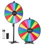 VEVOR Glücksrad Drehrad (914 mm) 18 Slots Glücksrad mit Ständer, höhenverstellbar, Lotteriespiele Gewinn-Roulette mit Tafelschwamm & 2 Markern, 6 Farben, ideal für Party Kneipe Messe
