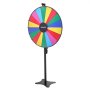 VEVOR Glücksrad Drehrad (914 mm) 18 Slots Glücksrad mit Ständer, höhenverstellbar, Lotteriespiele Gewinn-Roulette mit Tafelschwamm & 2 Markern, 6 Farben, ideal für Party Kneipe Messe