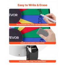 VEVOR Glücksrad Drehrad (914 mm) 18 Slots Glücksrad mit Ständer, höhenverstellbar, Lotteriespiele Gewinn-Roulette mit Tafelschwamm & 2 Markern, 6 Farben, ideal für Party Kneipe Messe