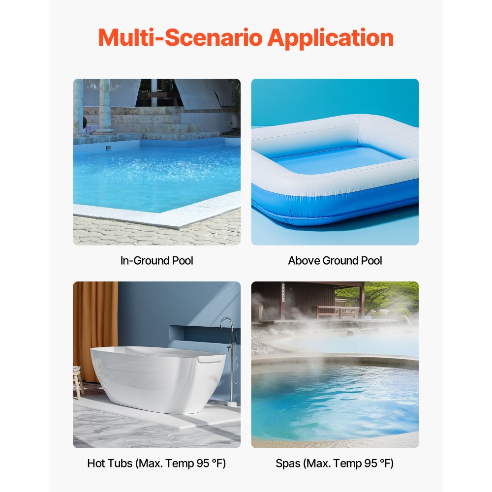 VEVOR Poolsauger kabelloser Handsauger (100 L/min) für Whirlpools mit Verlängerungsstange, wiederaufladbarer Poolreiniger, läuft bis zu 1 Stunde, für oberirdische/eingelassene Pool-Spas