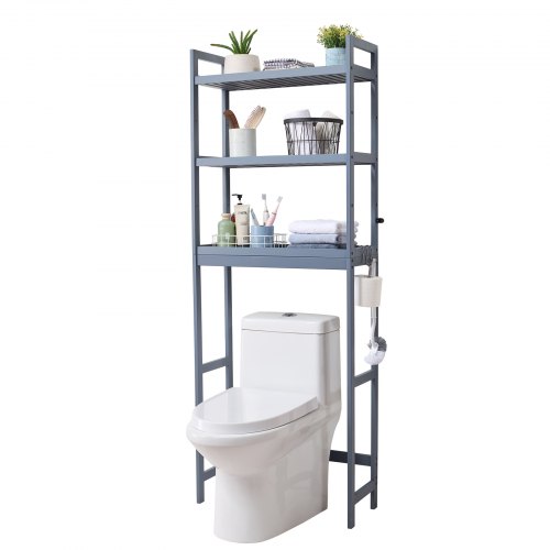 Besiost Badezimmerregal über WC | 11 Ebenen, 2 Schubladen, Verstellbar | Weiß | Platzsparender Badezimmer-Organizer