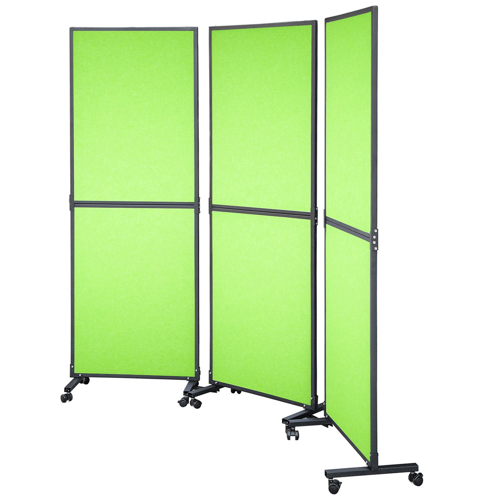 VEVOR Paravent 183x168cm Raumteiler Polyesterfaser und Stahl-Rahmen Stellwand 3 STK. Trennwand Teegrün Spanische Wand Sichtschutz 34,3cm Fußbreite ideal für Büro Konferenzräumen Labor Klassenzimmer