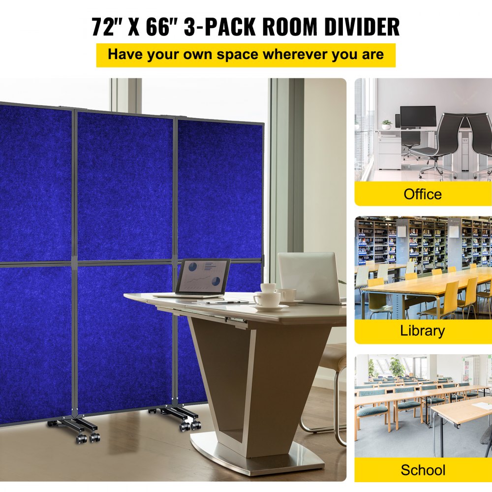 VEVOR Akustische Raumteiler Office Partition Panel 72 "x 66" 3er Pack in Marineblau