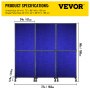 VEVOR Akustische Raumteiler Office Partition Panel 72 "x 66" 3er Pack in Marineblau