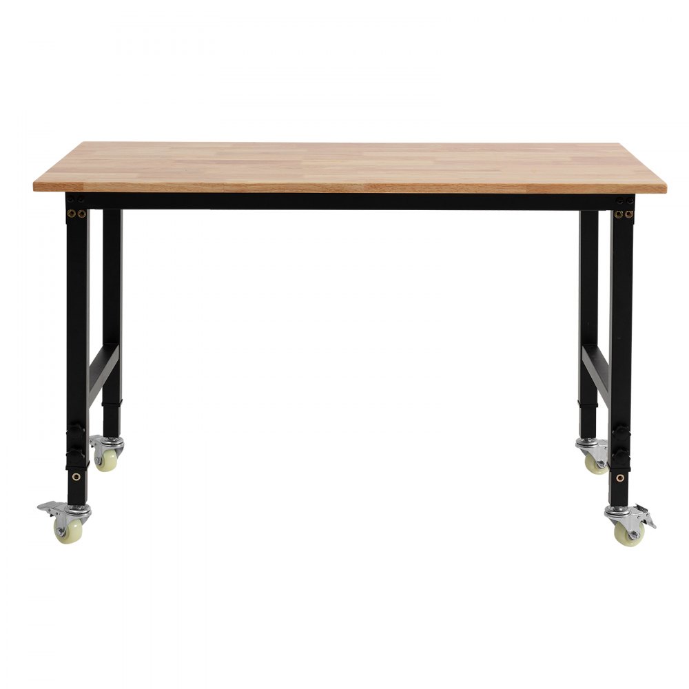VEVOR Werkbank, 680 kg, Werkstatttisch mit Rolle, 122x60 cm große Arbeitsplatte aus Eichenholz, Arbeitstisch mit Höhenverstellung von 725-1075 mm, Werktisch für Garage, Werkstatt, Zuhause & Büro