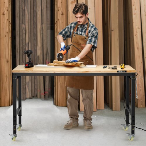 TLGREEN 7 in1 Klappbare Werkbank höhenverstellbar,Tragbare Werkbank Mobil, Arbeitstisch Klappbar,100-200kg Tragkraft,Multifunktionstisch mit 4 pcs Rollen,Werktisch Spanntisch für Werkstatt,Haus,Büro