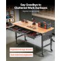 VEVOR 60" verstellbare Werkbank, 1500 lbs Tragkraft, Werkbank mit Schubladen, Steckdose, Rädern und Stecktafel, robuster Arbeitstisch mit Eichenholzplatte für Garage, Werkstatt, Büro und Zuhause