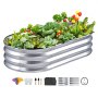 VEVOR Hochbeet Pflanzkübel Blumenkasten Garten Pflanzkasten Terrassen Gemüsebeet Gartenbeet Pflanzbeet Silber 120x60x30cm verzinktem Metall ideal für den Anbau von Gemüse Obst Kräutern usw.
