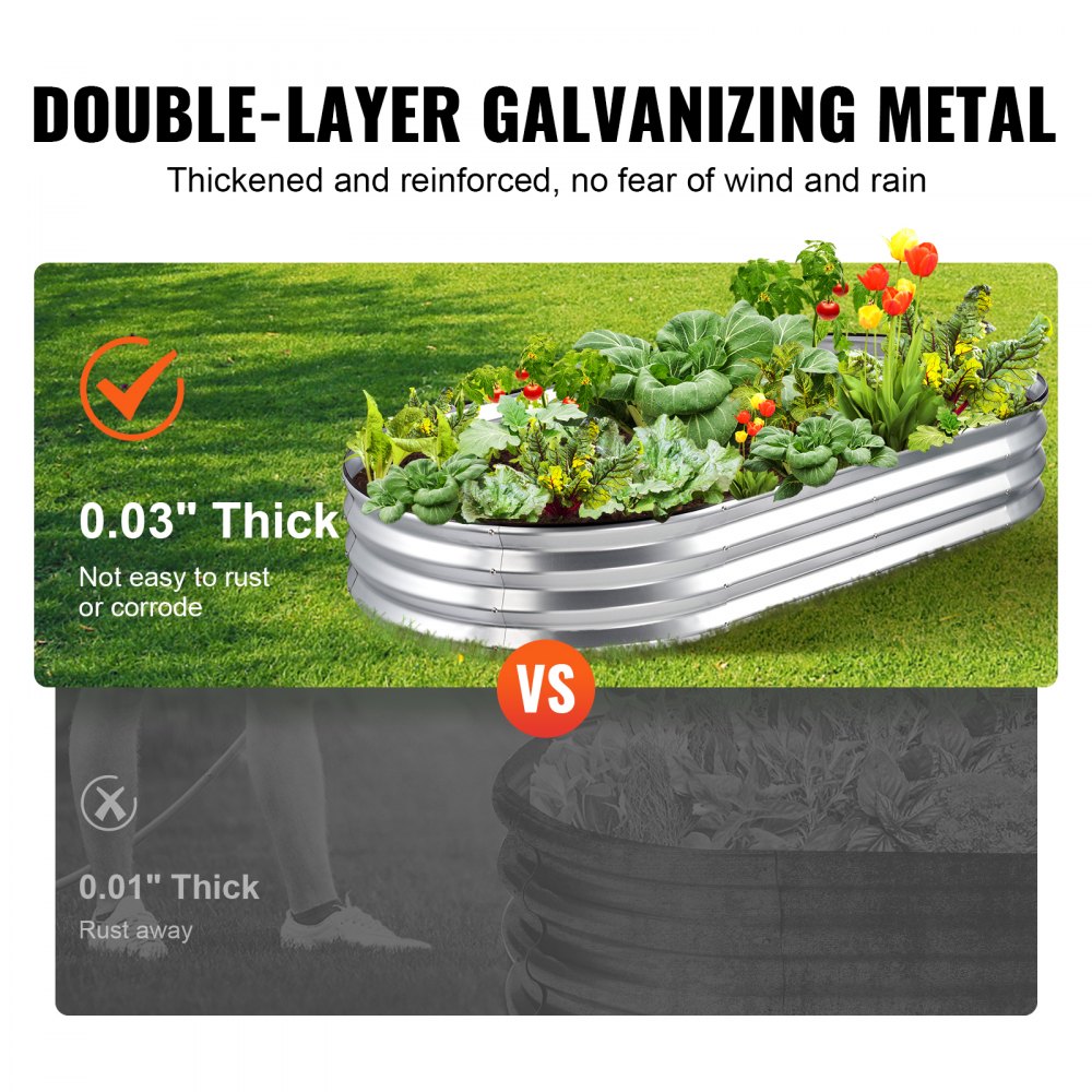 VEVOR Hochbeet Pflanzkübel Blumenkasten Garten Pflanzkasten Terrassen Gemüsebeet Gartenbeet Pflanzbeet Silber 180x90x30cm verzinktem Metall ideal für den Anbau von Gemüse Obst Kräutern usw.