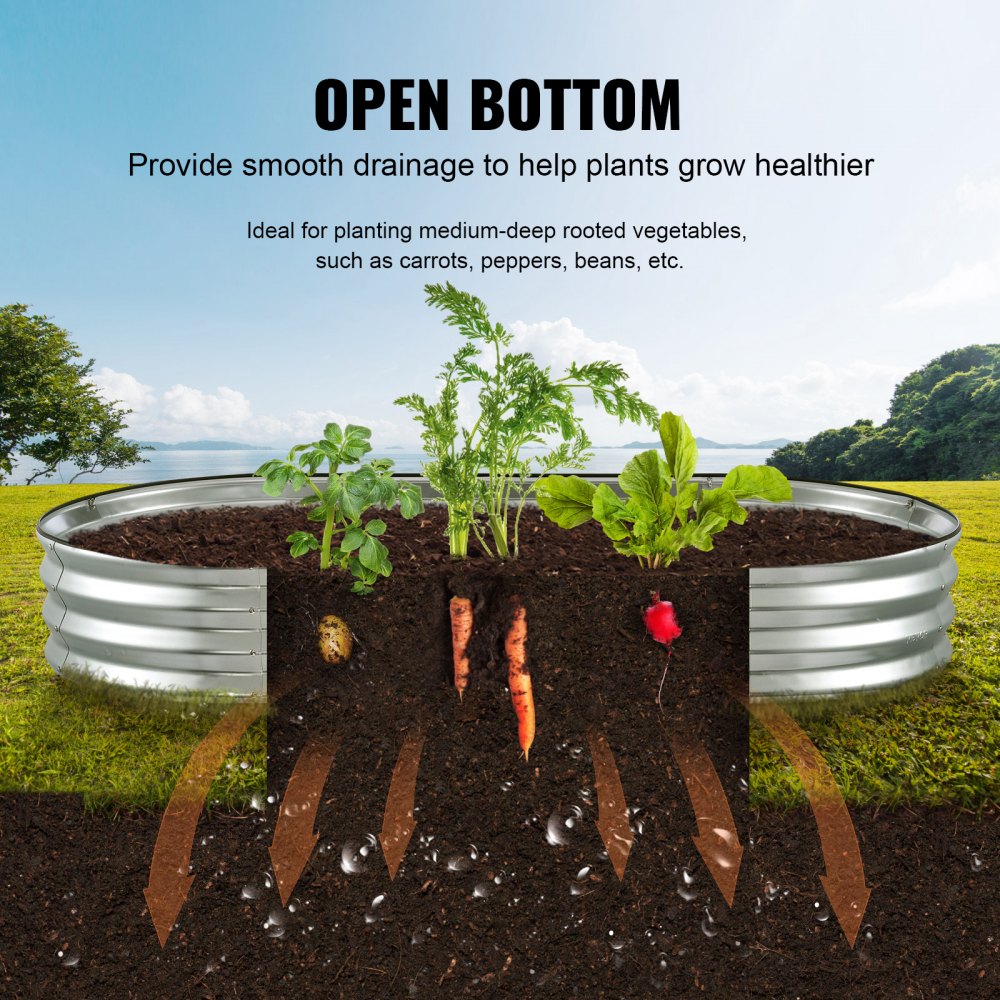 VEVOR Hochbeet Pflanzkübel Blumenkasten Garten Pflanzkasten Terrassen Gemüsebeet Gartenbeet Pflanzbeet Silber 180x90x30cm verzinktem Metall ideal für den Anbau von Gemüse Obst Kräutern usw.
