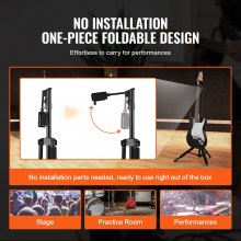 VEVOR Dreibein-Gitarrenständer, 33 lbs/15 kg Tragkraft, Bodenstehender, zusammenklappbarer Gitarrenständer mit 35,4-47,2 in/900-1200 mm einstellbarer Höhe, für Gitarre, Akustik, Elektro, klassischer Bass