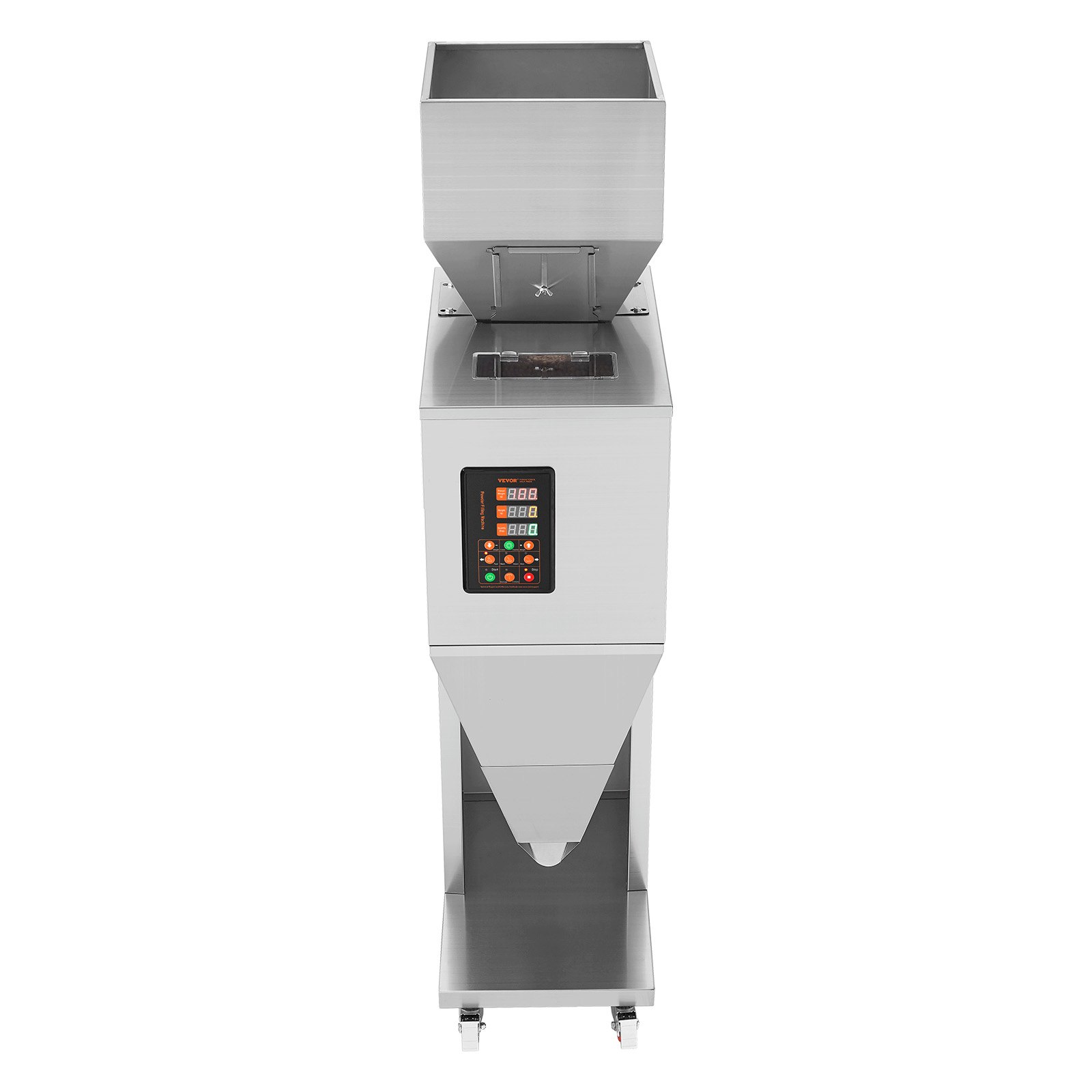 VEVOR Partikelfüllmaschine, 0,022–2,2 lbs/10–1000 g, automatische Füllmaschine mit Fußpedal, Wiegefüllmaschine aus Edelstahl, Wiegefüllmaschine für Bohnen, Samen, Körner, Tee, Granulatverpackung